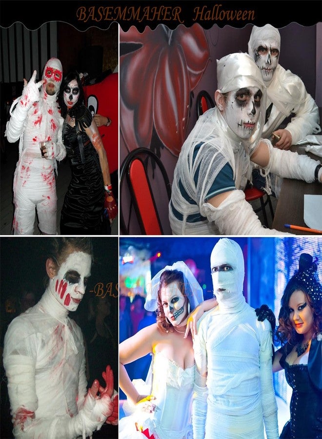 BASEMMAHER 6 Rolls Halloween Mummy Bandage Wrap for Party Photo, Zombie Stretch Self Adherent Cohesive Wrap Rolls Athletic Gauze Bandage Tape for Women Men Cosplay Costume Wrap Halloween Decoration Accessories - Image 5